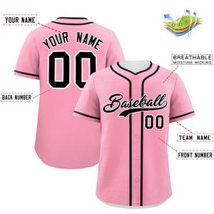 Custom Light Pink Black Personalized Classic Authentic Baseball Jersey