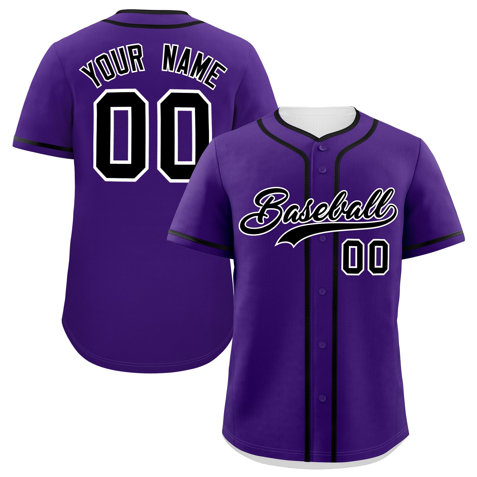 Custom Purple Black Personalized Classic Authentic Baseball Jersey