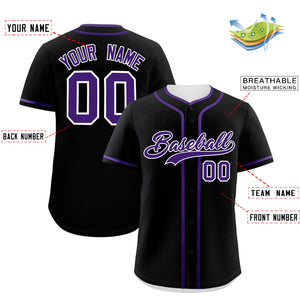 Custom Black Purple Personalized Classic Authentic Baseball Jersey