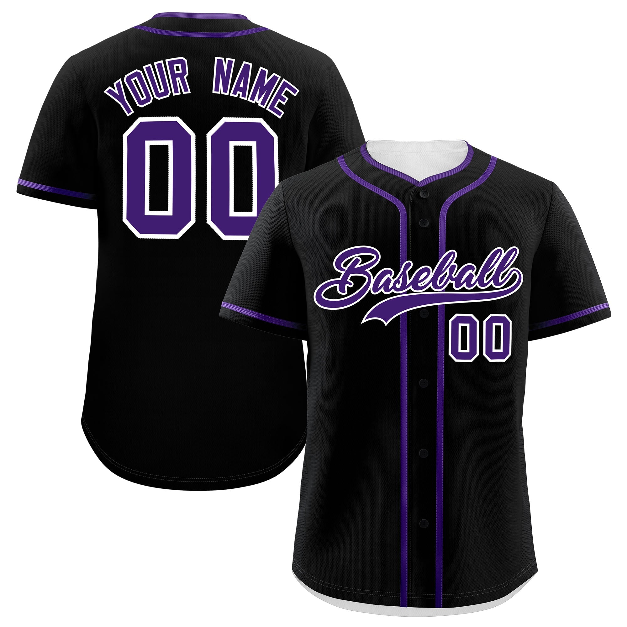 Custom Black Purple Personalized Classic Authentic Baseball Jersey