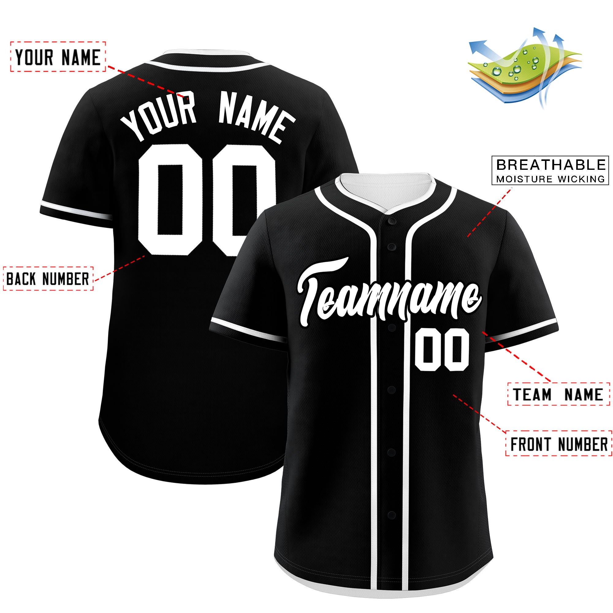 Custom Black White Personalized Classic Authentic Baseball Jersey