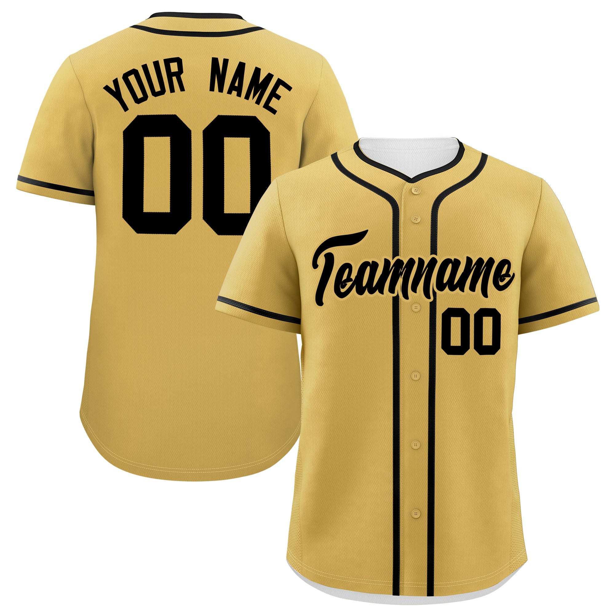 Custom Old Gold Black Personalized Classic Authentic Baseball Jersey