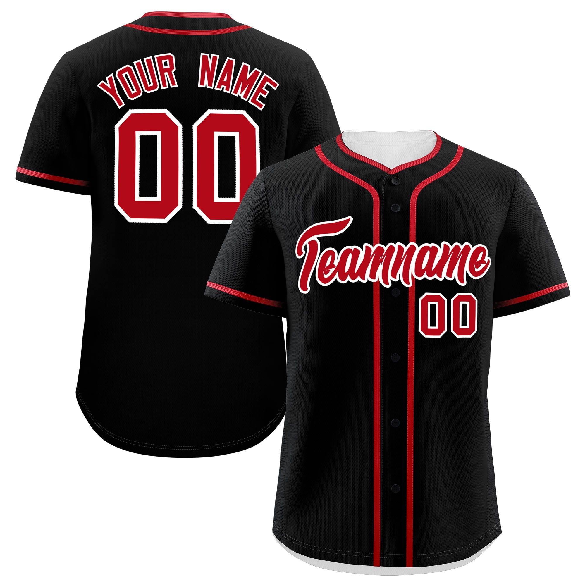 Custom Black Red Personalized Classic Authentic Baseball Jersey