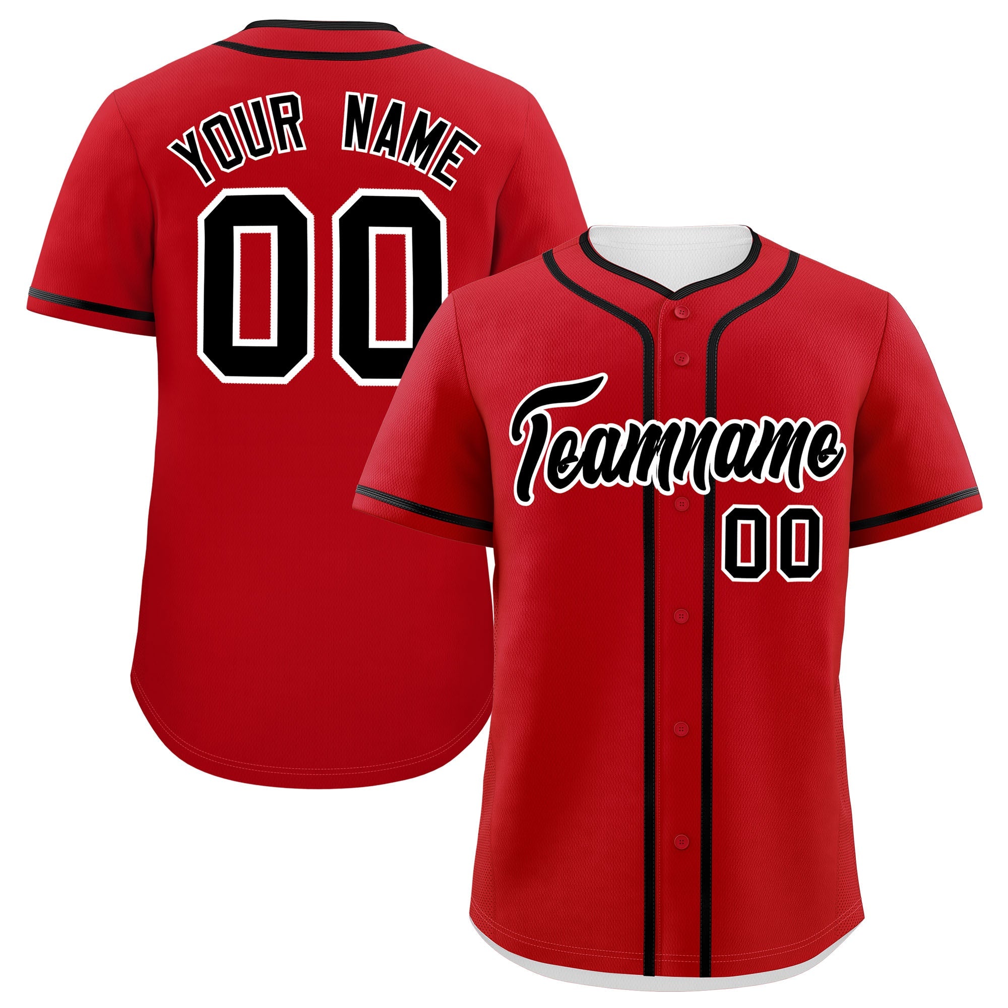 Custom Red Black Personalized Classic Authentic Baseball Jersey