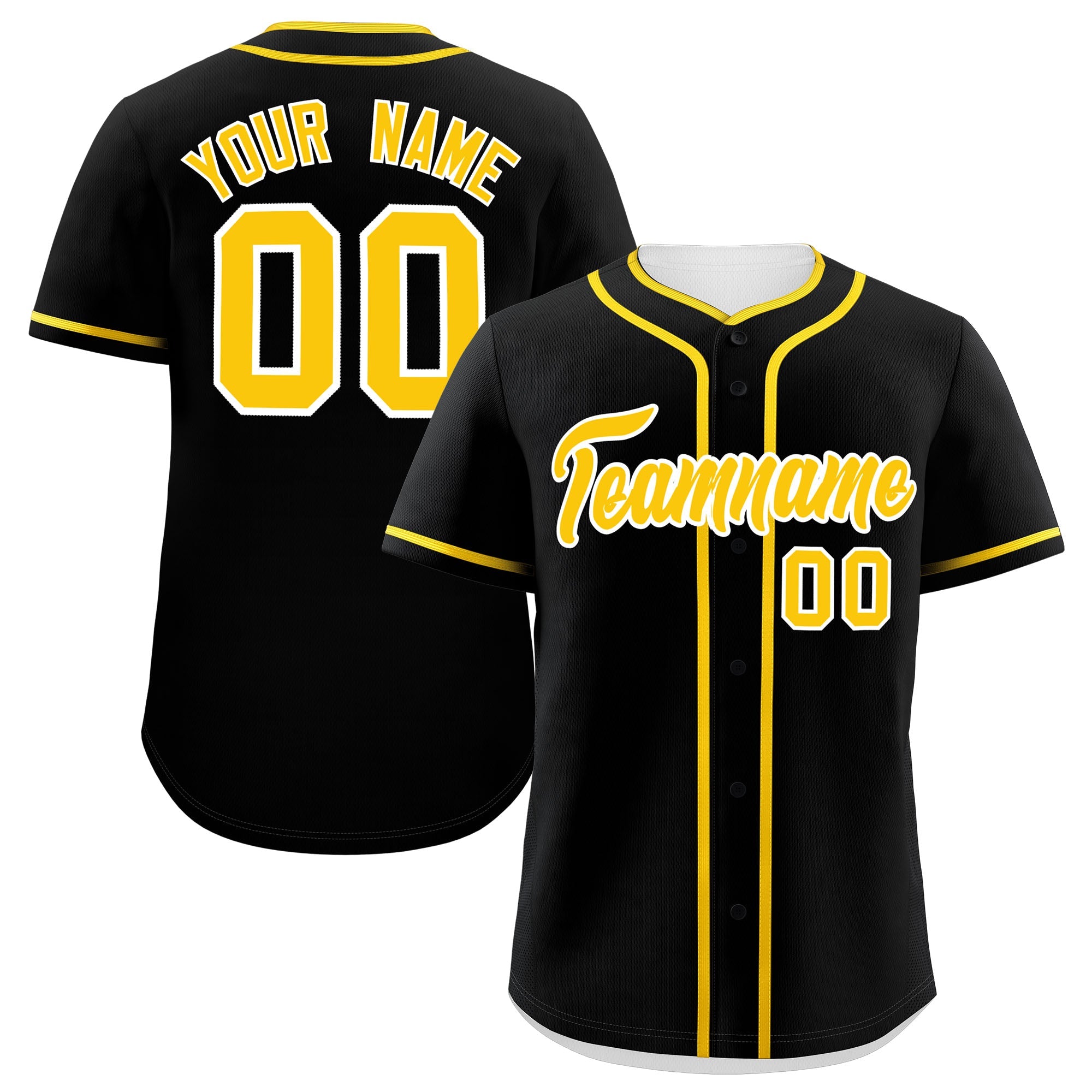 Custom Black Gold Personalized Classic Authentic Baseball Jersey