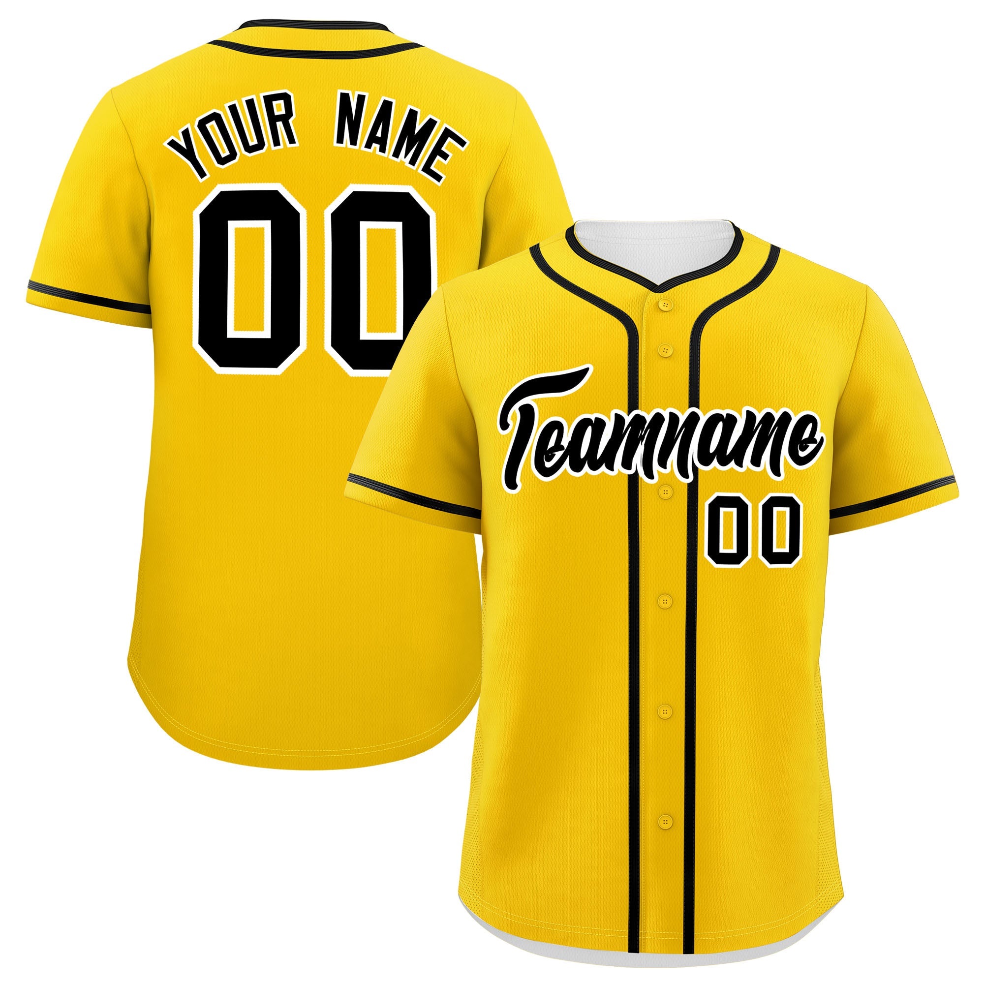 Custom Gold Black Personalized Classic Authentic Baseball Jersey