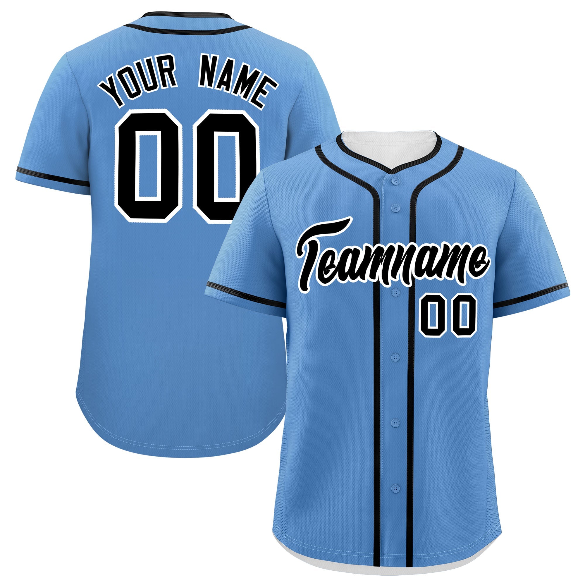 Custom Light Blue Black Personalized Classic Authentic Baseball Jersey