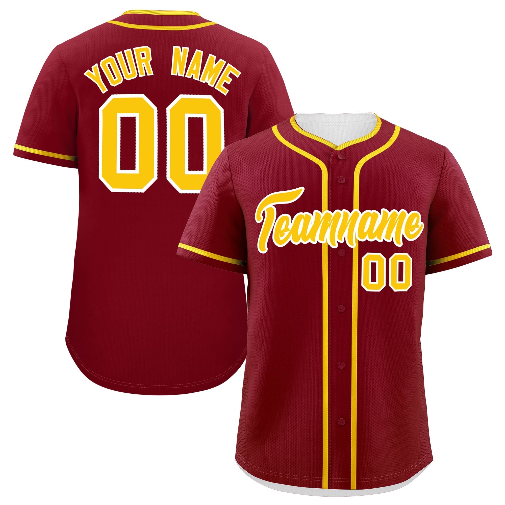 Custom Crimson Gold Personalized Classic Authentic Baseball Jersey