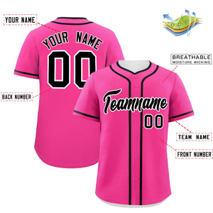 Custom Pink Black Personalized Classic Authentic Baseball Jersey