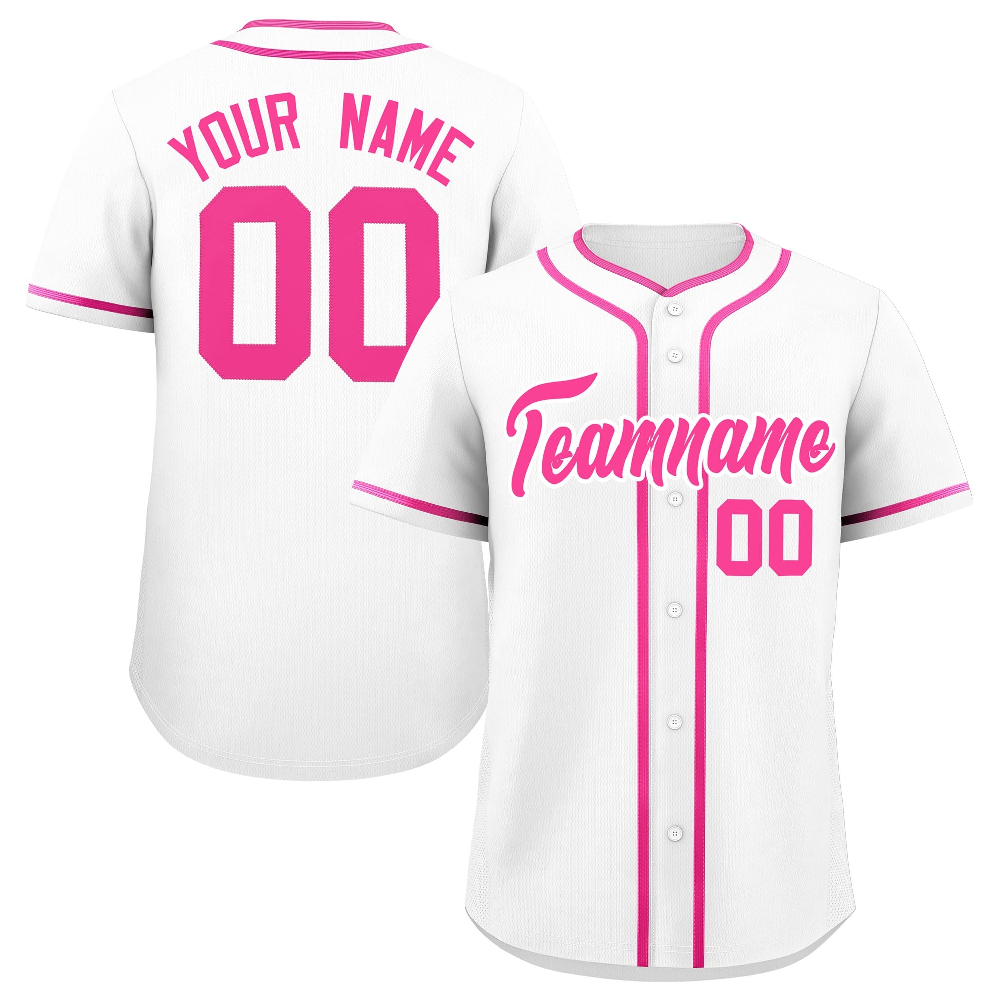 Custom White Pink Personalized Classic Authentic Baseball Jersey