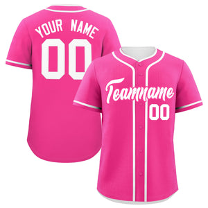 Custom Pink White Personalized Classic Authentic Baseball Jersey