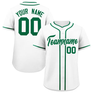 Custom White Kelly Green Personalized Classic Authentic Baseball Jersey