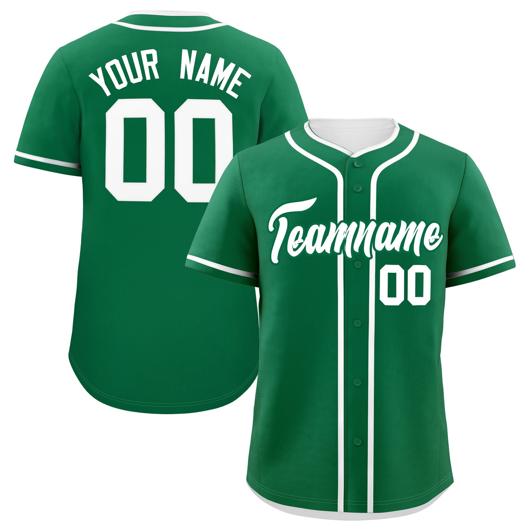 Custom Kelly Green White Personalized Classic Authentic Baseball Jersey