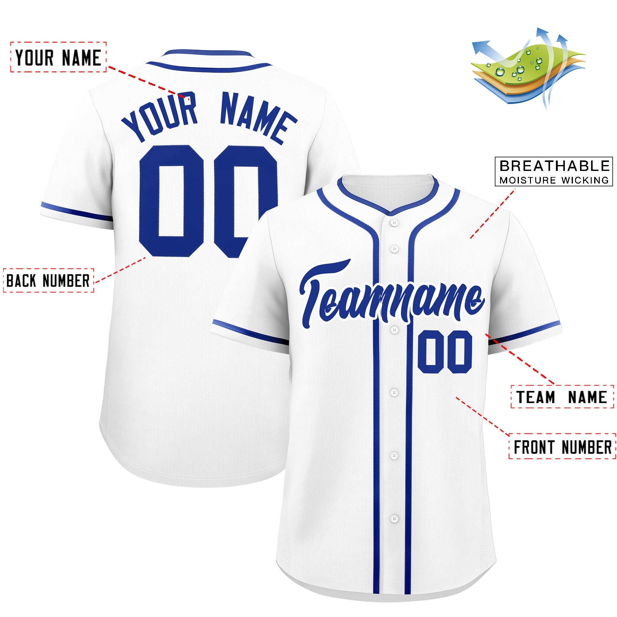 Custom White Royal Personalized Classic Authentic Baseball Jersey