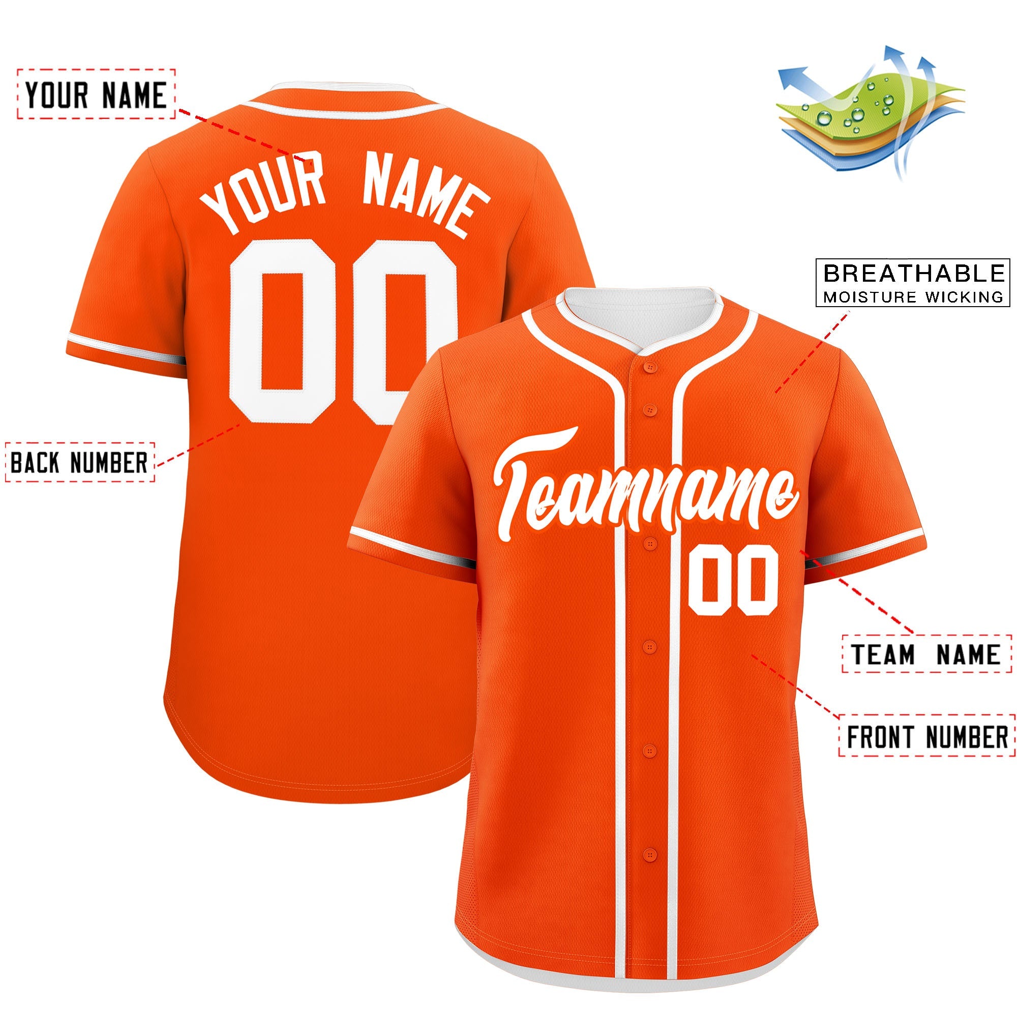 Custom Orange White Personalized Classic Authentic Baseball Jersey