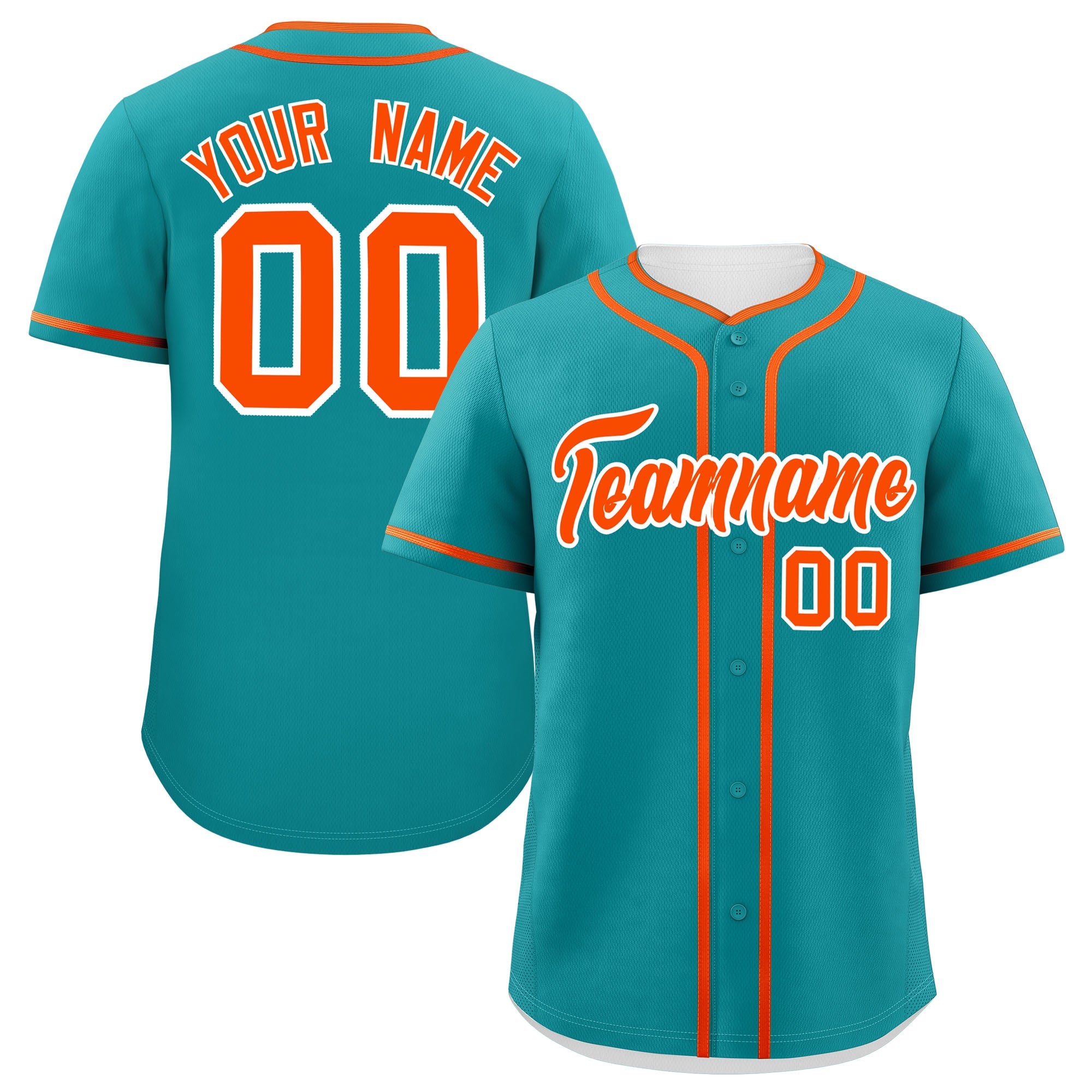 Custom Aqua Orange Personalized Classic Authentic Baseball Jersey