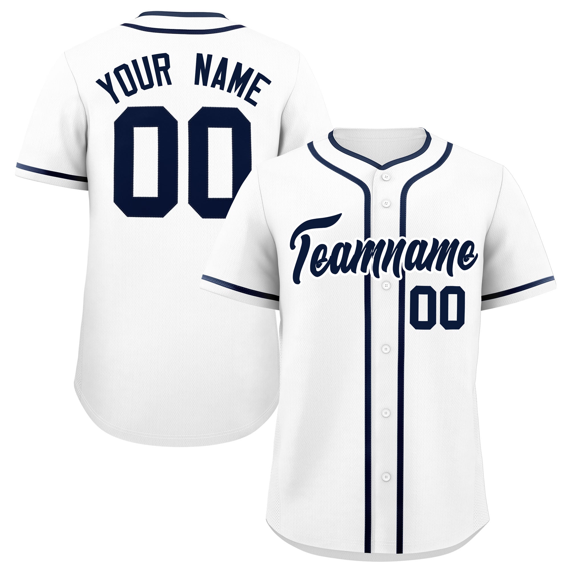 Custom White Navy Personalized Classic Authentic Baseball Jersey