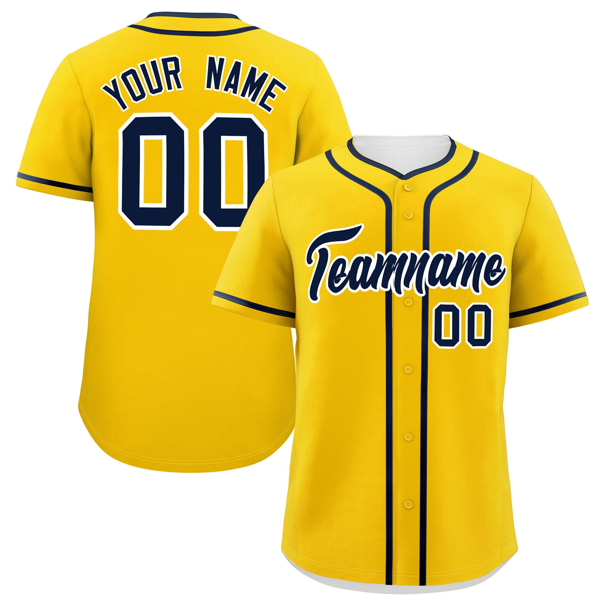 Custom Gold Navy Personalized Classic Authentic Baseball Jersey