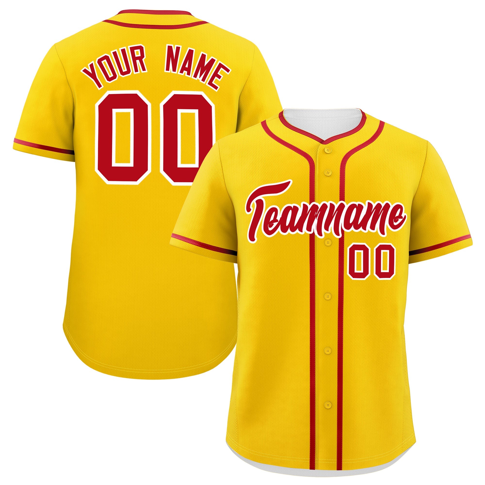 Custom Gold Red Personalized Classic Authentic Baseball Jersey