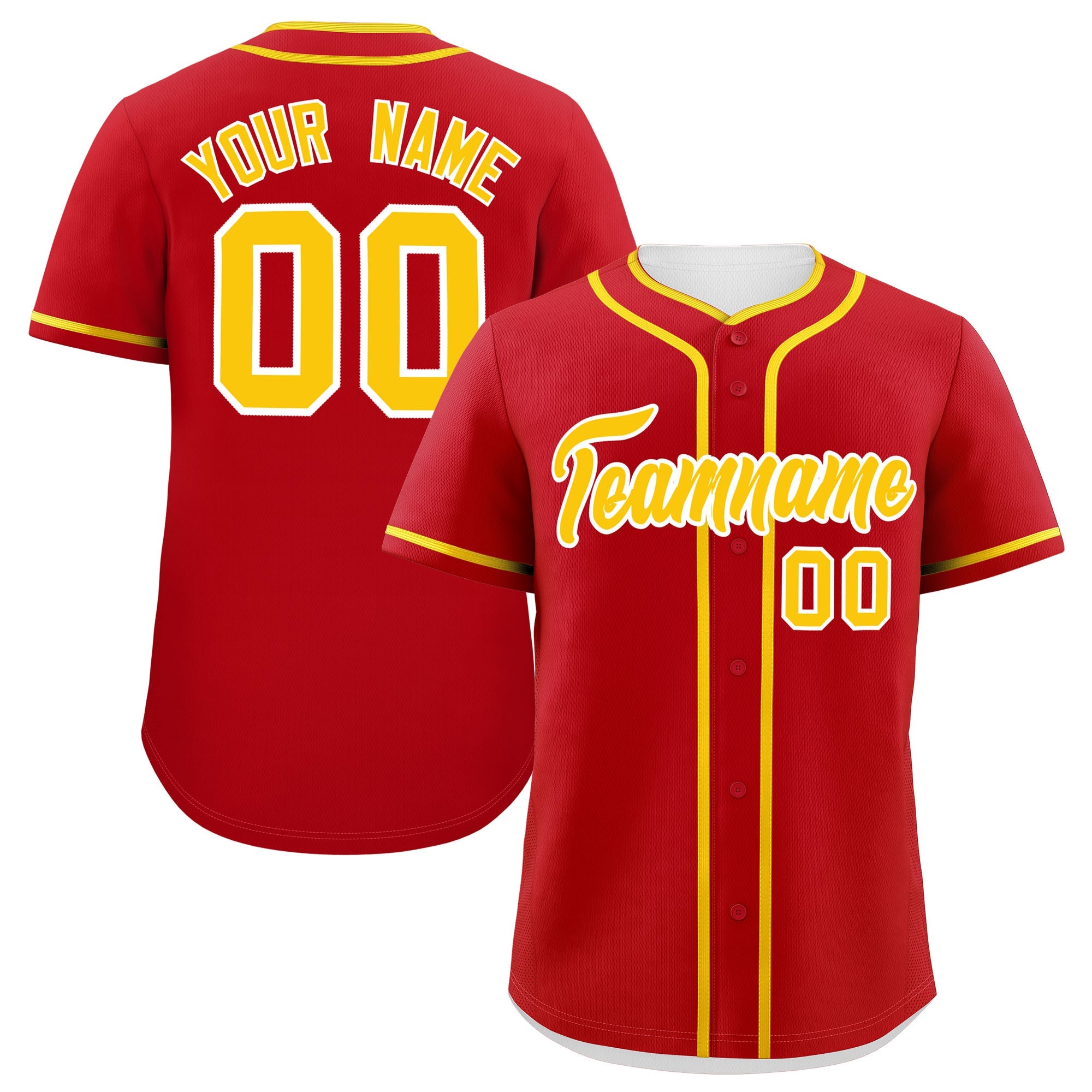 Custom Red Gold Personalized Classic Authentic Baseball Jersey