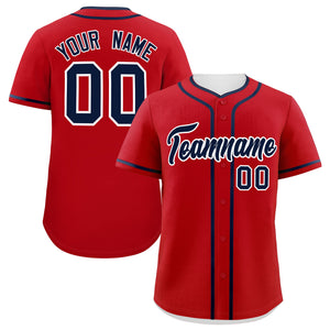 Custom Red Navy Personalized Classic Authentic Baseball Jersey