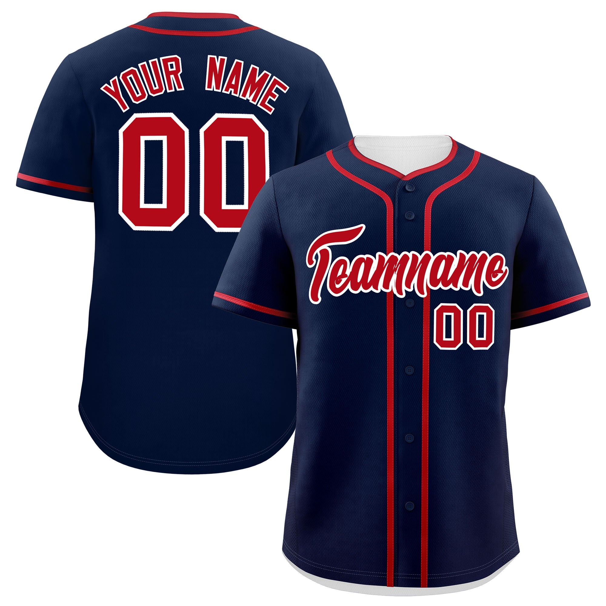 Custom Navy Red Personalized Classic Authentic Baseball Jersey