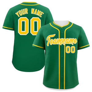 Custom Kelly Green Gold Personalized Classic Authentic Baseball Jersey