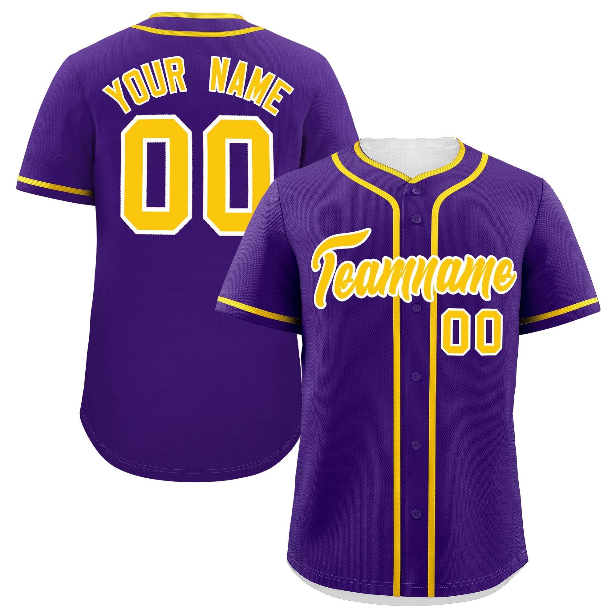 Custom Purple Gold Personalized Classic Authentic Baseball Jersey