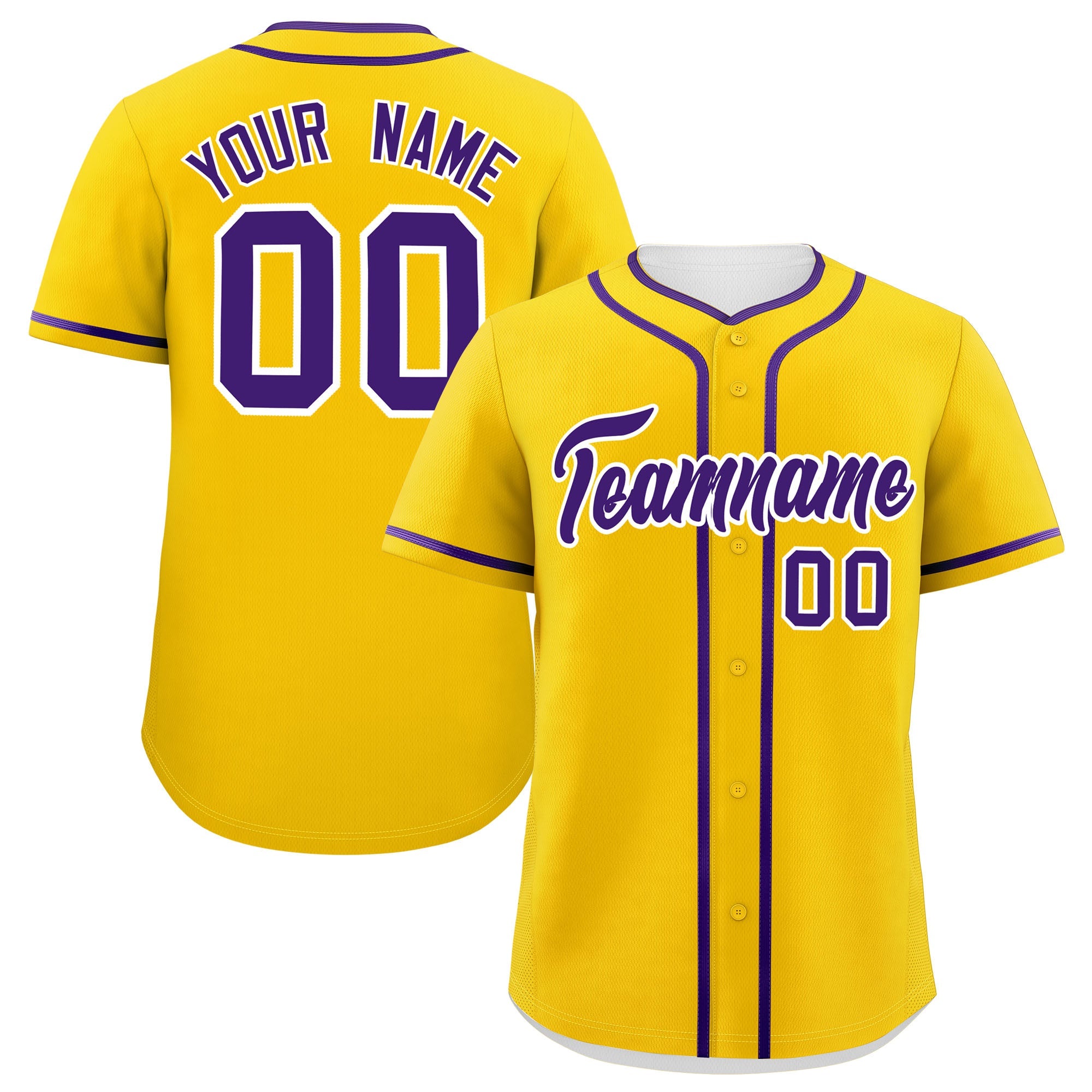 Custom Gold Purple Personalized Classic Authentic Baseball Jersey