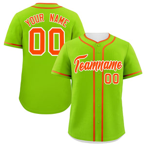 Custom Neon Green Orange Personalized Classic Authentic Baseball Jersey