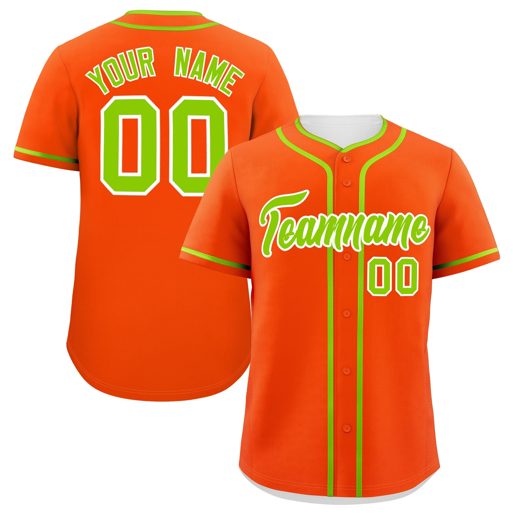 Custom Orange Neon Green Personalized Classic Authentic Baseball Jersey