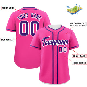 Custom Pink Purple Personalized Classic Authentic Baseball Jersey