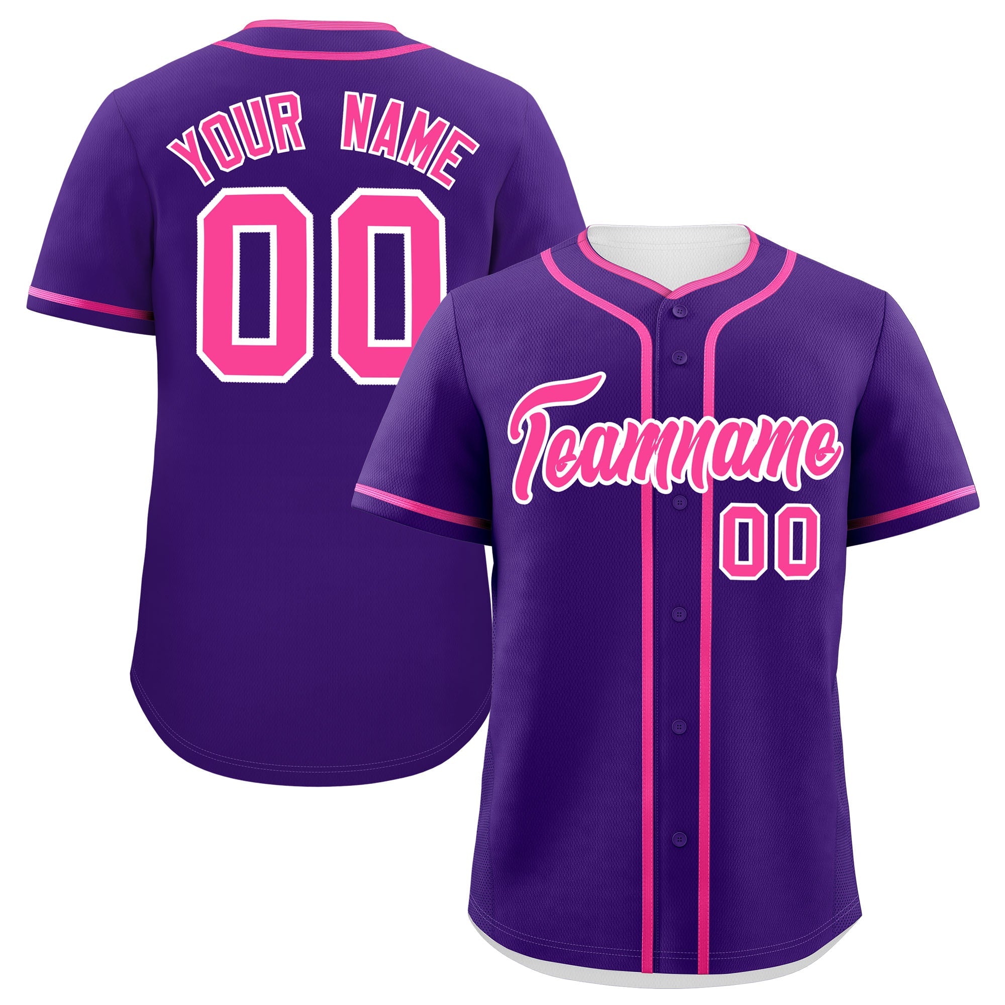 Custom Purple Pink Personalized Classic Authentic Baseball Jersey