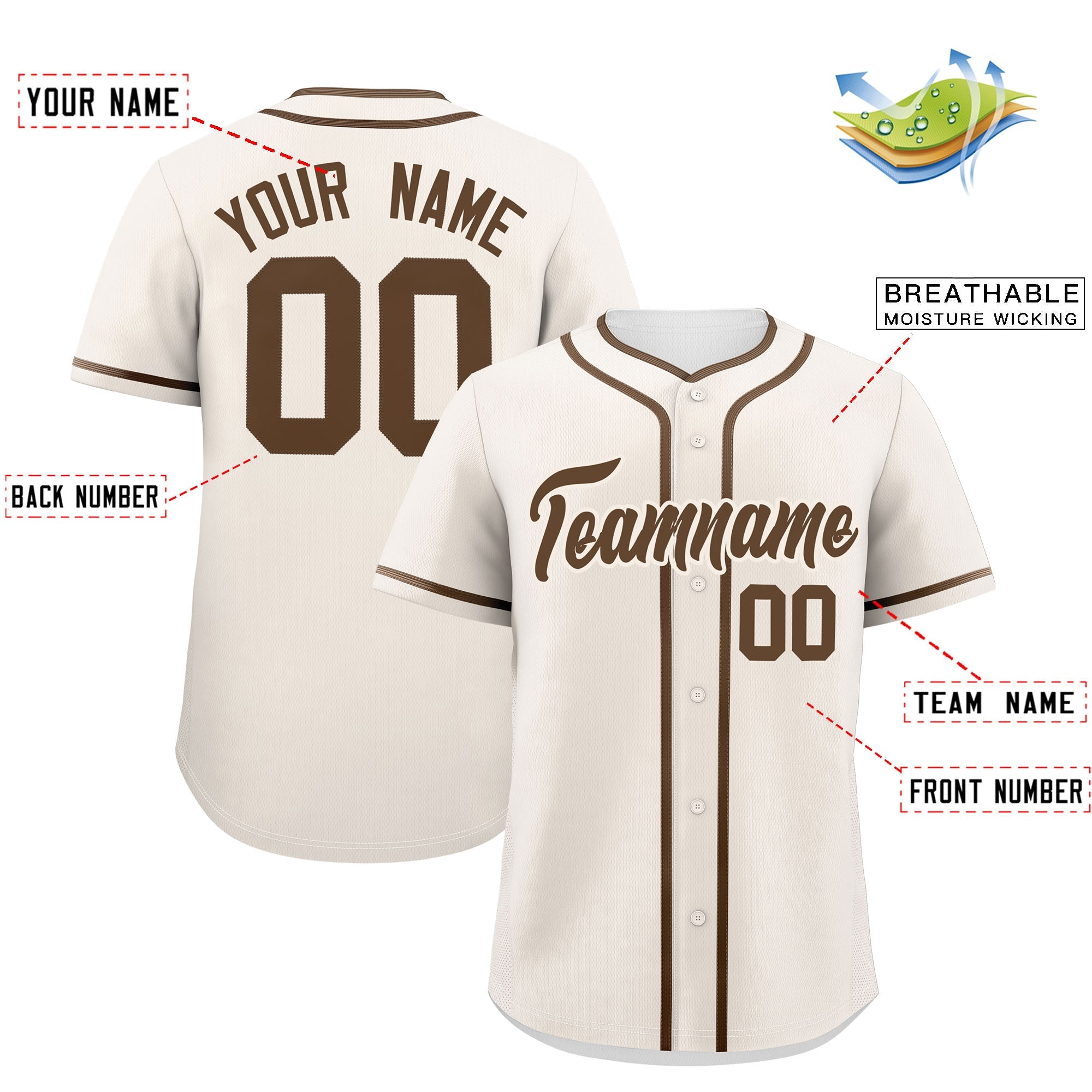 Custom Cream Light Brown Personalized Classic Authentic Baseball Jersey