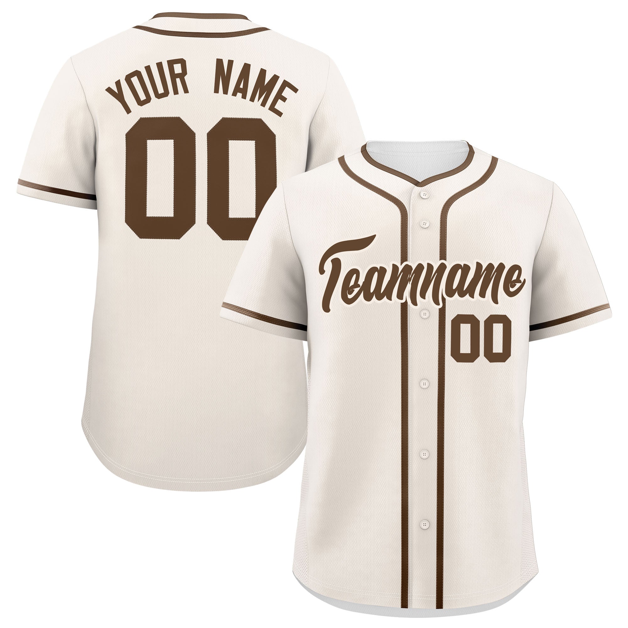 Custom Cream Light Brown Personalized Classic Authentic Baseball Jersey