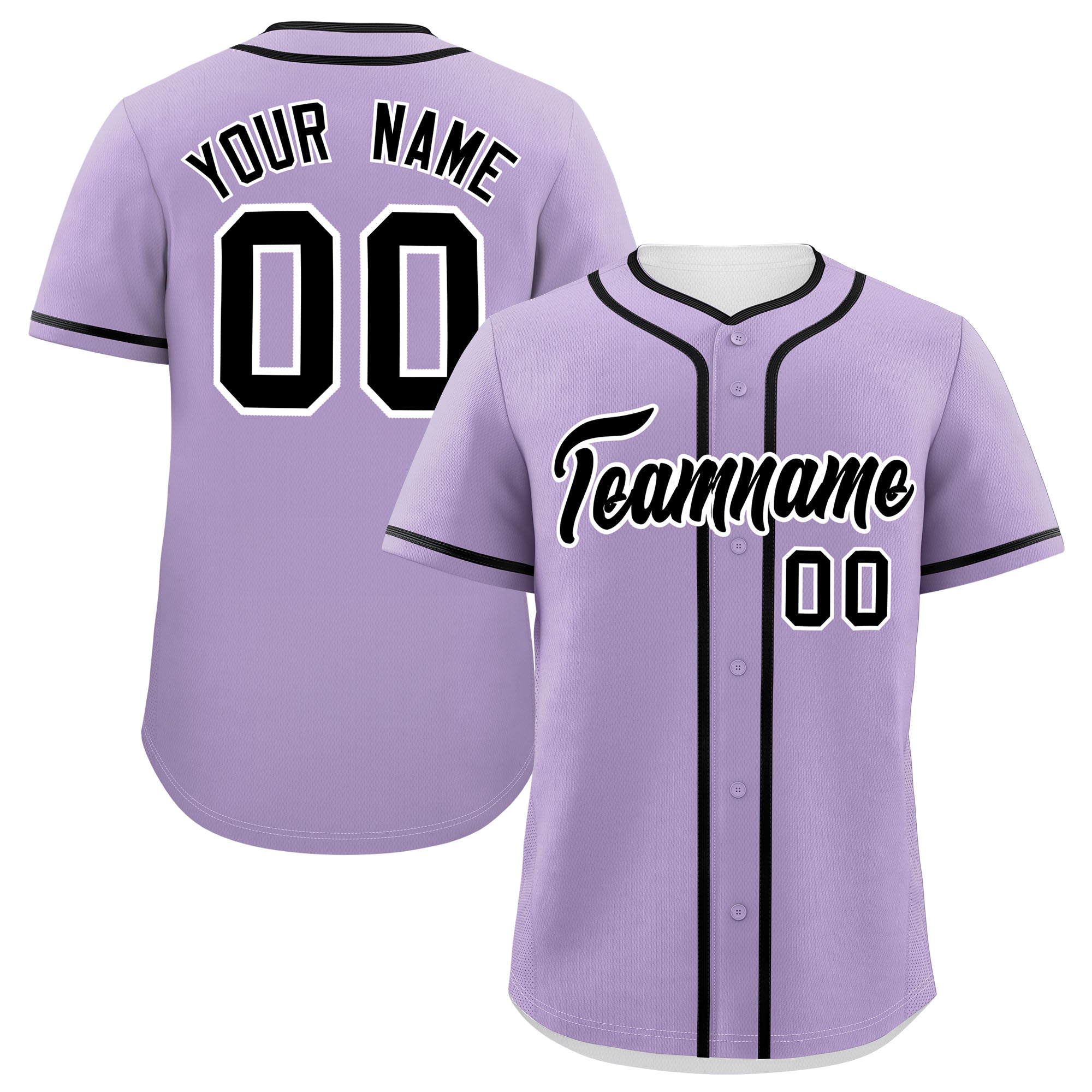 Custom Light Purple Black Personalized Classic Authentic Baseball Jersey