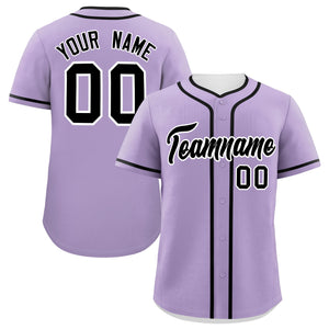 Custom Light Purple Black Personalized Classic Authentic Baseball Jersey