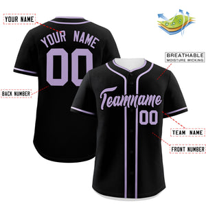 Custom Black Light Purple Personalized Classic Authentic Baseball Jersey