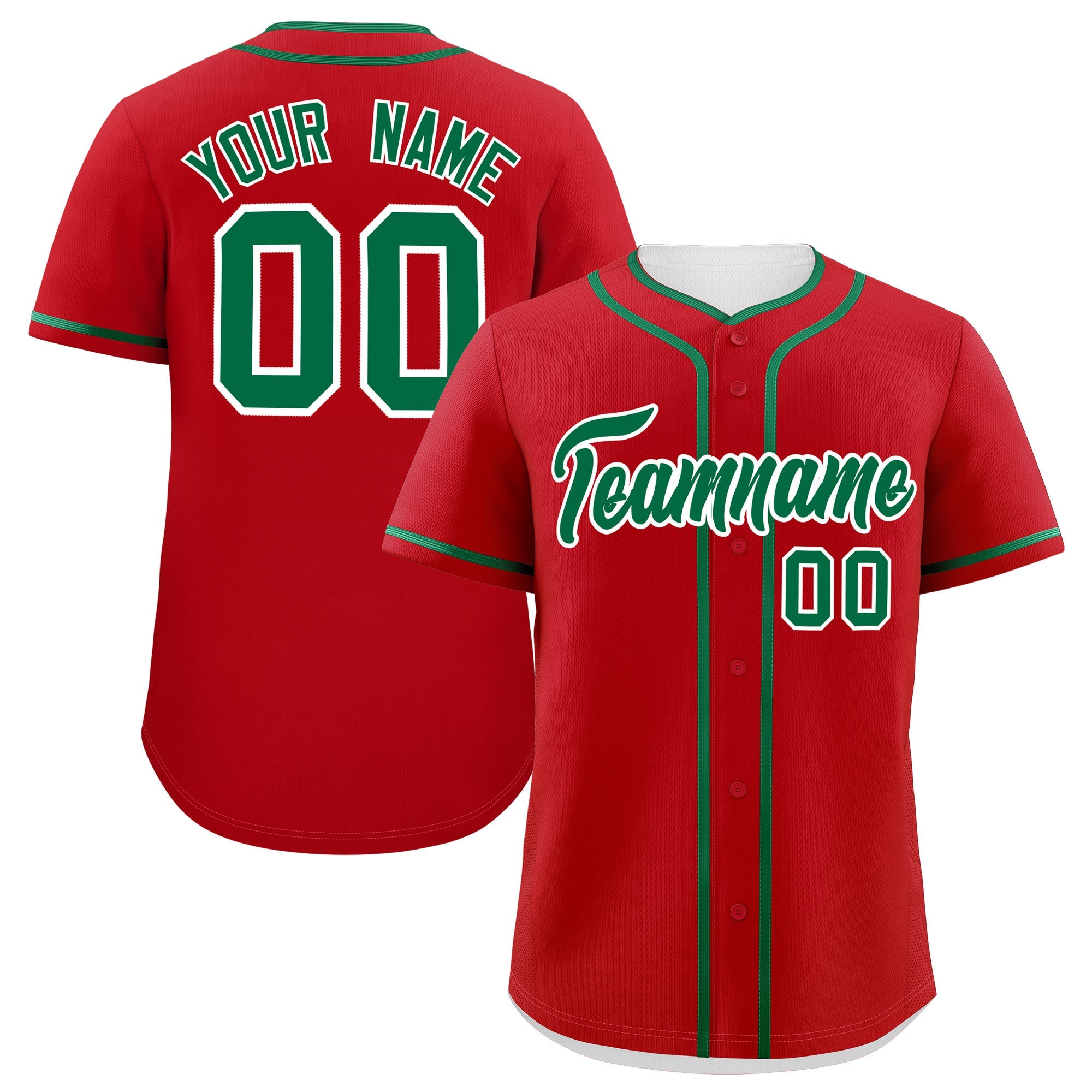 Custom Red Kelly Green Personalized Classic Authentic Baseball Jersey