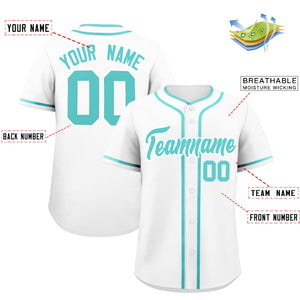 Custom White Bright Green Personalized Classic Authentic Baseball Jersey