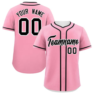 Custom Light Pink Black Personalized Classic Authentic Baseball Jersey