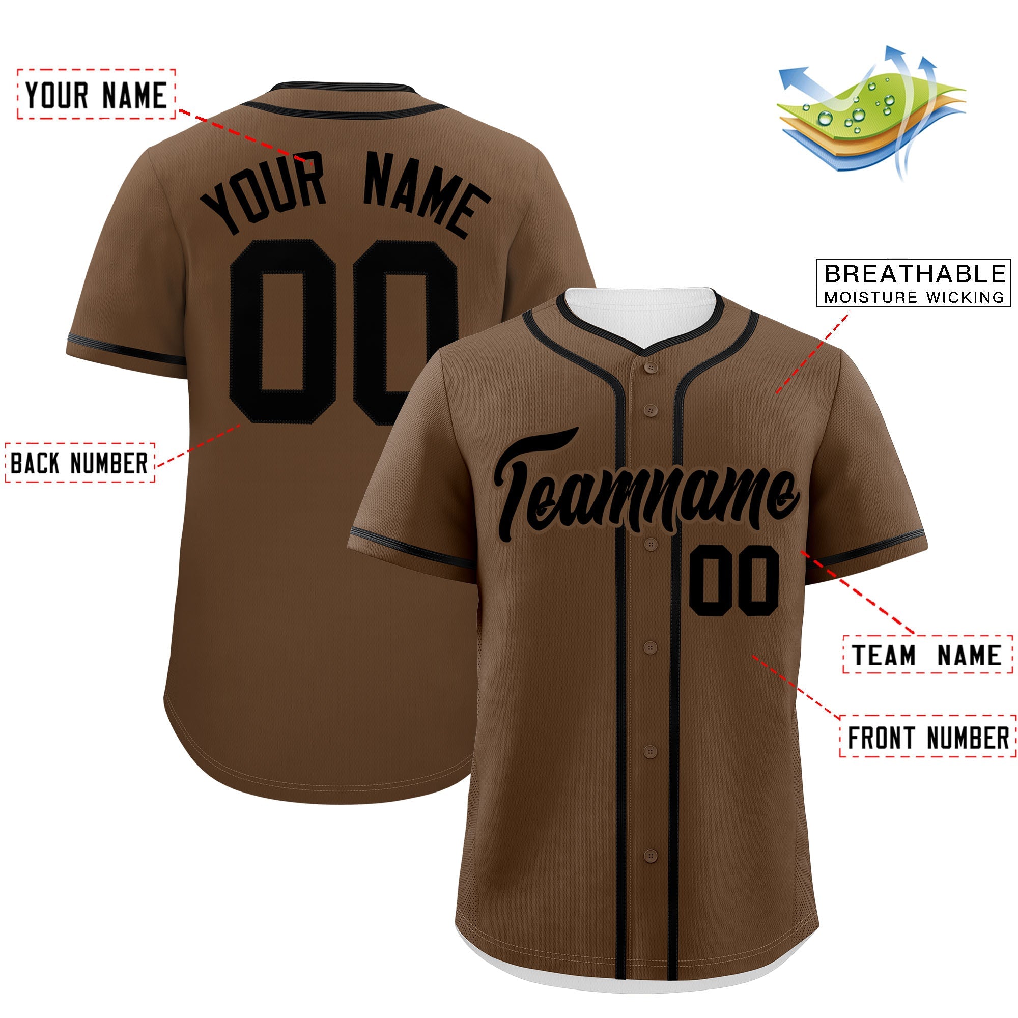 Custom Light Brown Black Personalized Classic Authentic Baseball Jersey