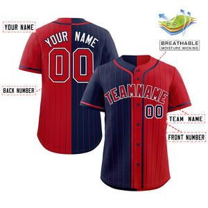 Custom Navy Red Two Tone Striped Fashion Authentic Baseball Jersey