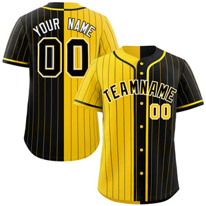 Custom Gold Black Two Tone Striped Fashion Authentic Baseball Jersey