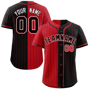 Custom Red Black Two Tone Striped Fashion Authentic Baseball Jersey
