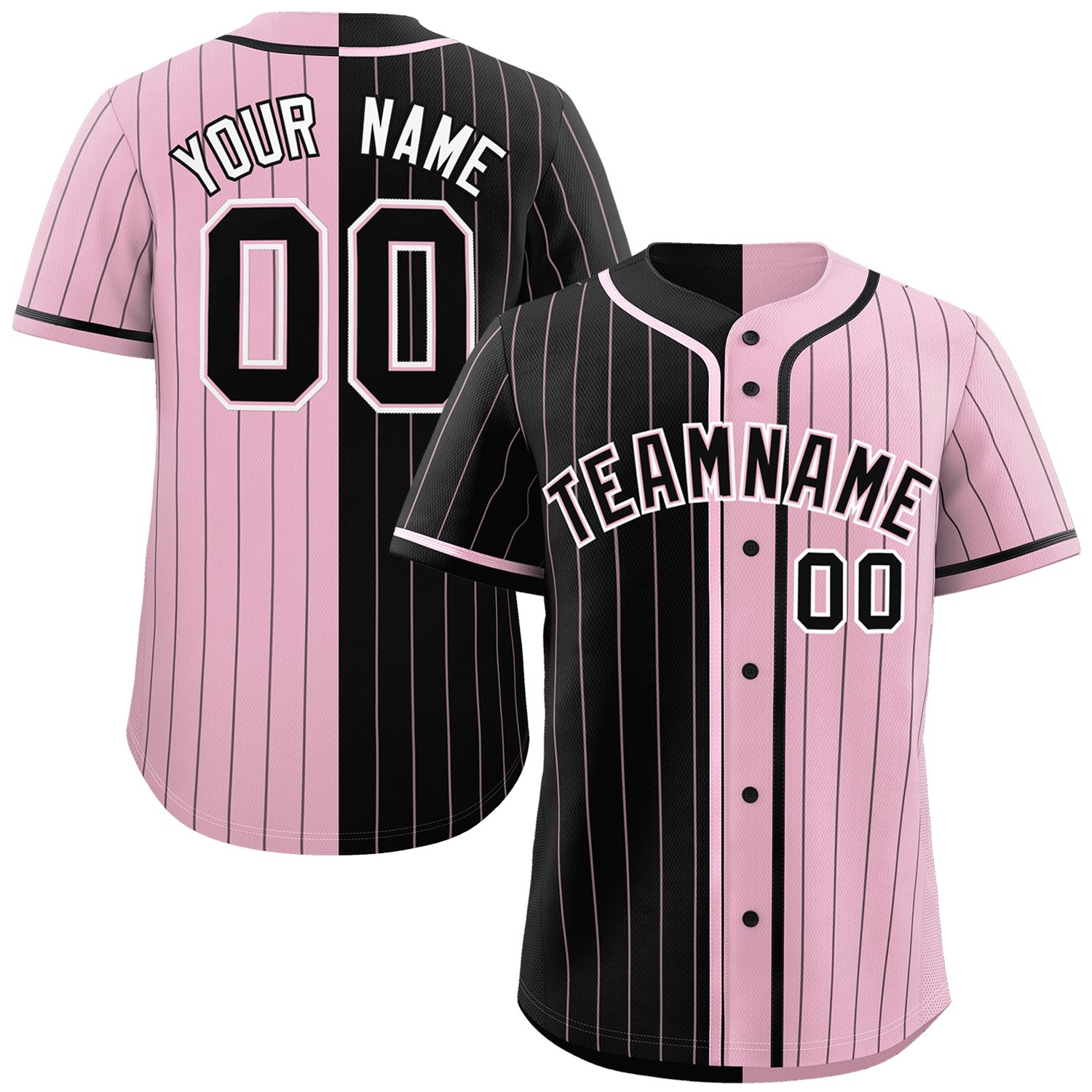 Custom Black Light Pink Two Tone Striped Fashion Authentic Baseball Jersey