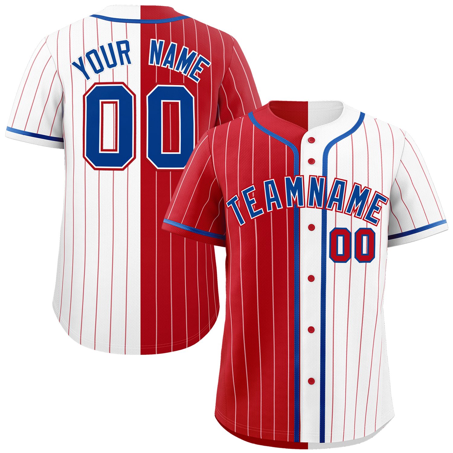 Custom Red White Two Tone Striped Fashion Authentic Baseball Jersey