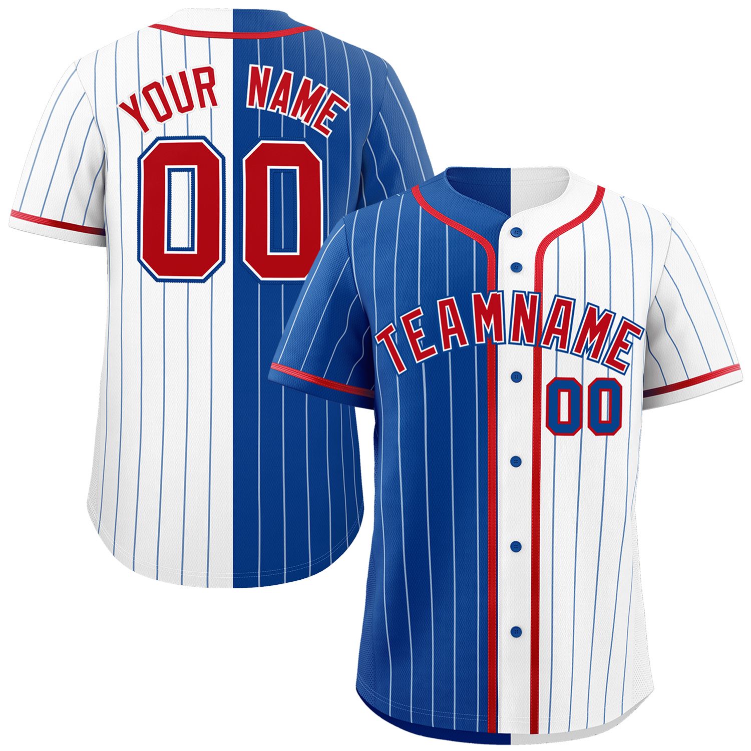 Custom Royal White Two Tone Striped Fashion Authentic Baseball Jersey