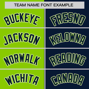 Custom Neon Green Navy Two Tone Striped Fashion Authentic Baseball Jersey