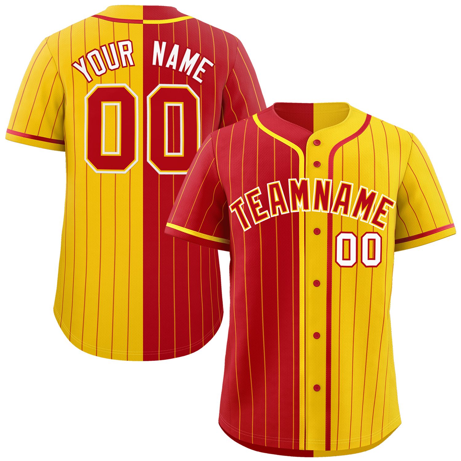 Custom Red Gold Two Tone Striped Fashion Authentic Baseball Jersey